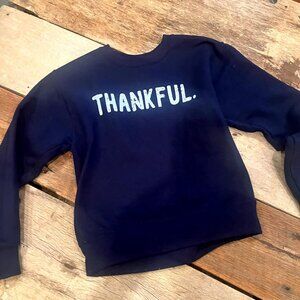 Girls Thankful Navy Sweatshirt S